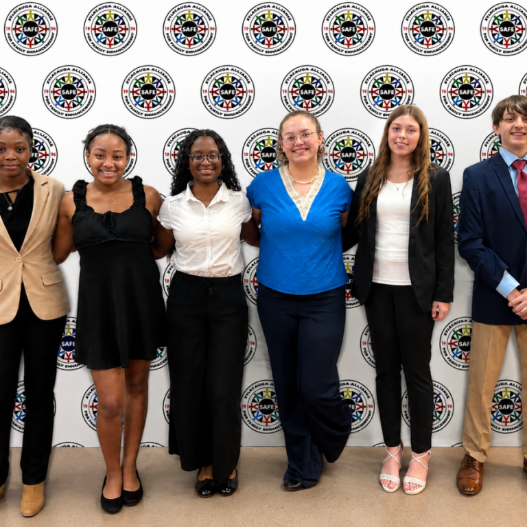 Pictured from left: Artina Coplin (sixth place), Kortlyn Welch (third place, awarded $25), Sedé Harkins (fifth place), Jenni Yates (second place, awarded $50), Chloe Sizemore (fourth place), and Kaden Tindall (first place, awarded $75). Mock interview completors not pictured: Kadora Adamson, Lazora Adamson, Makenlee Hollenquest, Kamari Edwards, Miles Norman, Kamorian Griffin, Anthony Greene, Stevenson Hoyett, Erin Browning, and Malachi Quintanilla.
